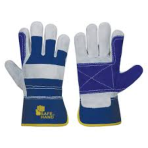 BLUE COTTON RIGGER LEATHER GLOVES