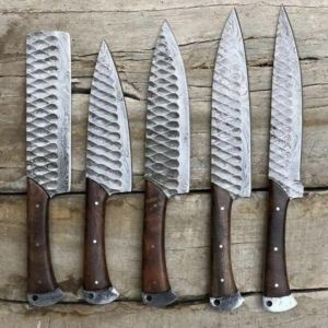 Handmade Damascus Steel Chef Knife” Rose Wood handle